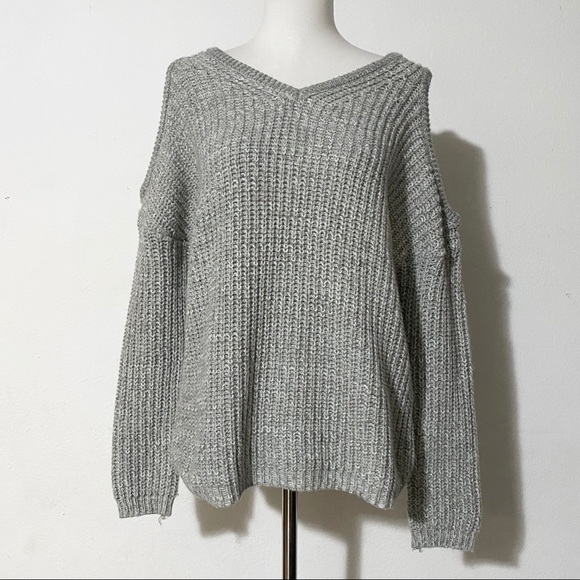 Cotton On Sweaters - COTTON ON Gray Knitted Shoulder Cutout Swe…